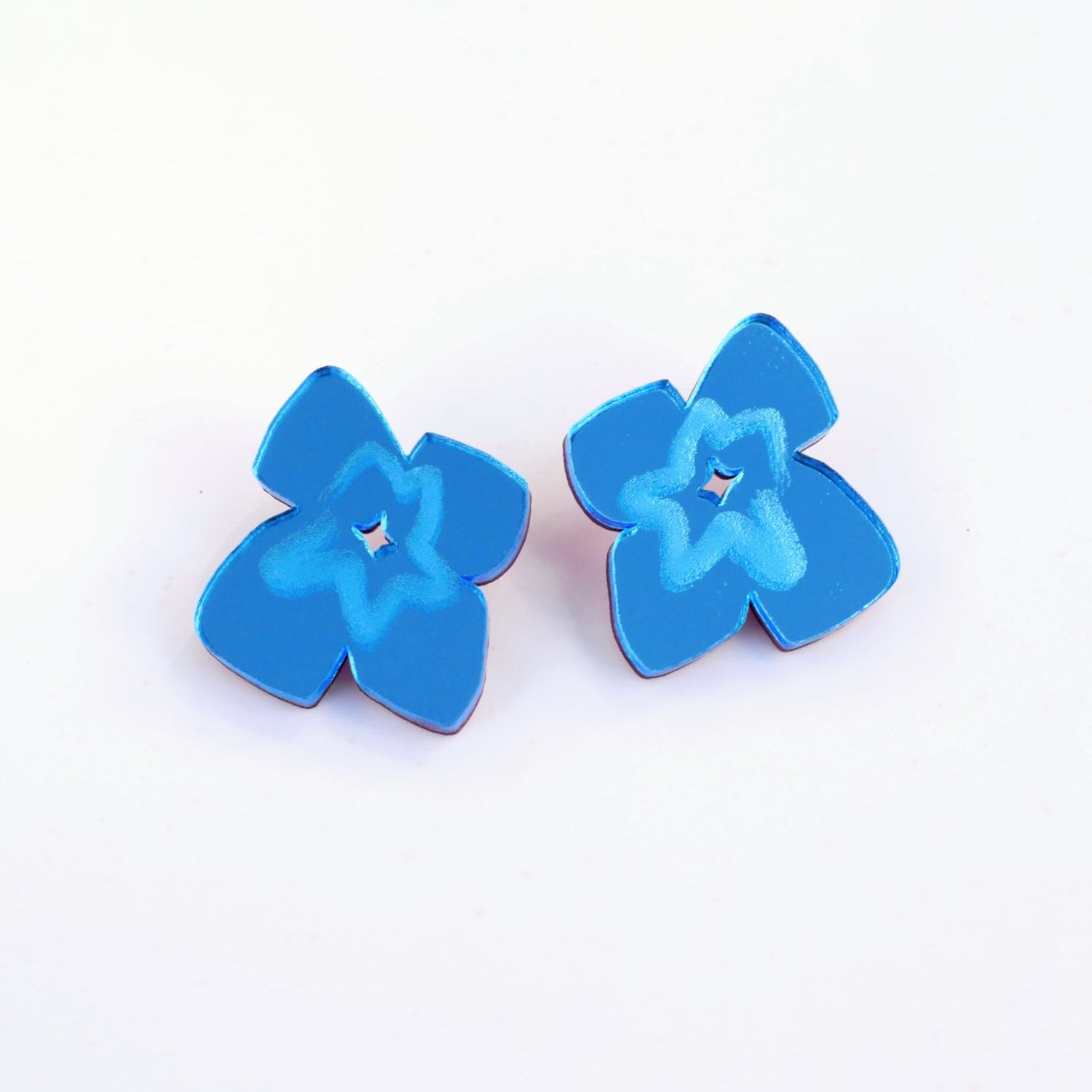 ohrstecker, Blumenohrstecker, blau